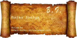 Balko Ibolya névjegykártya